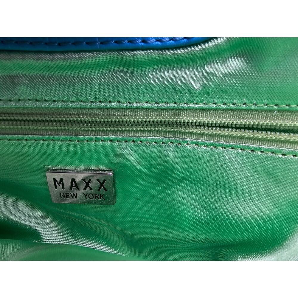 Maxx New York Blue Genuine Cow Embossed Leather Clutch - Picture 11 of 16